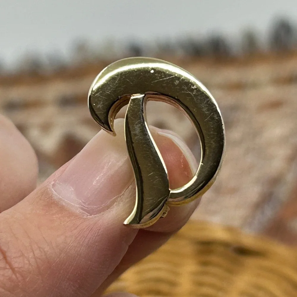 Vintage Sarah Coventry D Brooch Gold Tone Cursive Monogram Name Brooch